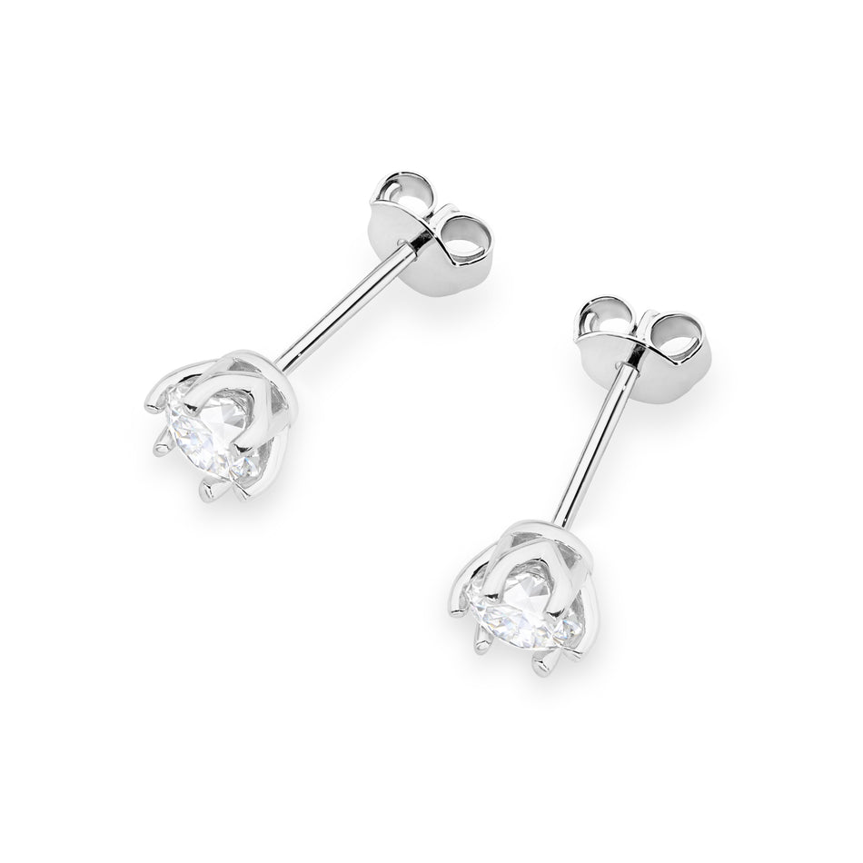 White Gold Earrings with 2 x 0.50 ct Lab-Grown Diamonds | 585 (14k) White Gold Stud Earrings