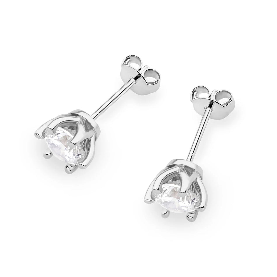 White Gold Earrings with 1.00 ct Lab-Grown Diamonds | 585 (14k) White Gold Stud Earrings