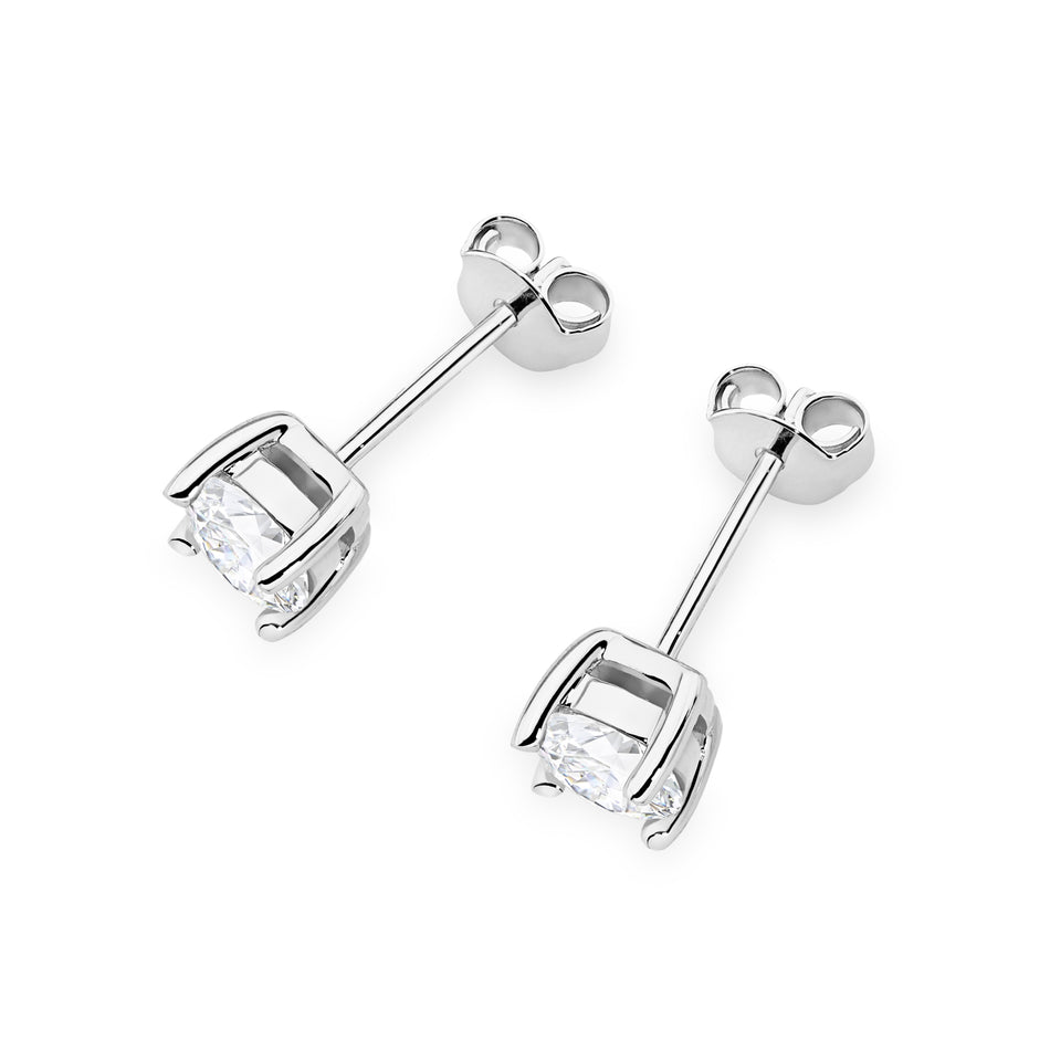 White Gold Earrings with 2 x 0.70 ct Lab-Grown Diamonds | 585 (14k) White Gold Stud Earrings