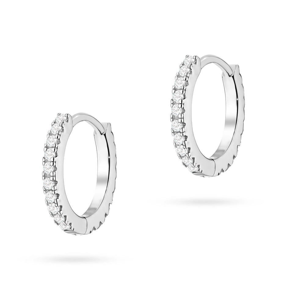 Strieborné kruhové náušnice so zirkónmi