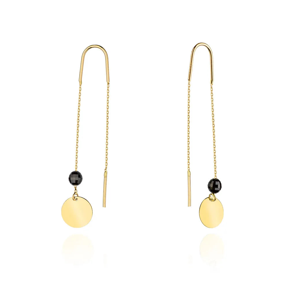 náušnice na pretiahnutie cez ucho zo zlata so zirkónmi k184 14k 585