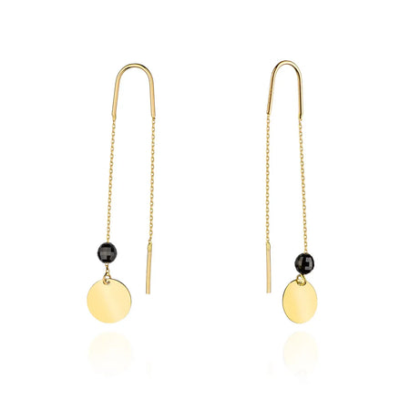 náušnice na pretiahnutie cez ucho zo zlata so zirkónmi k184 14k 585