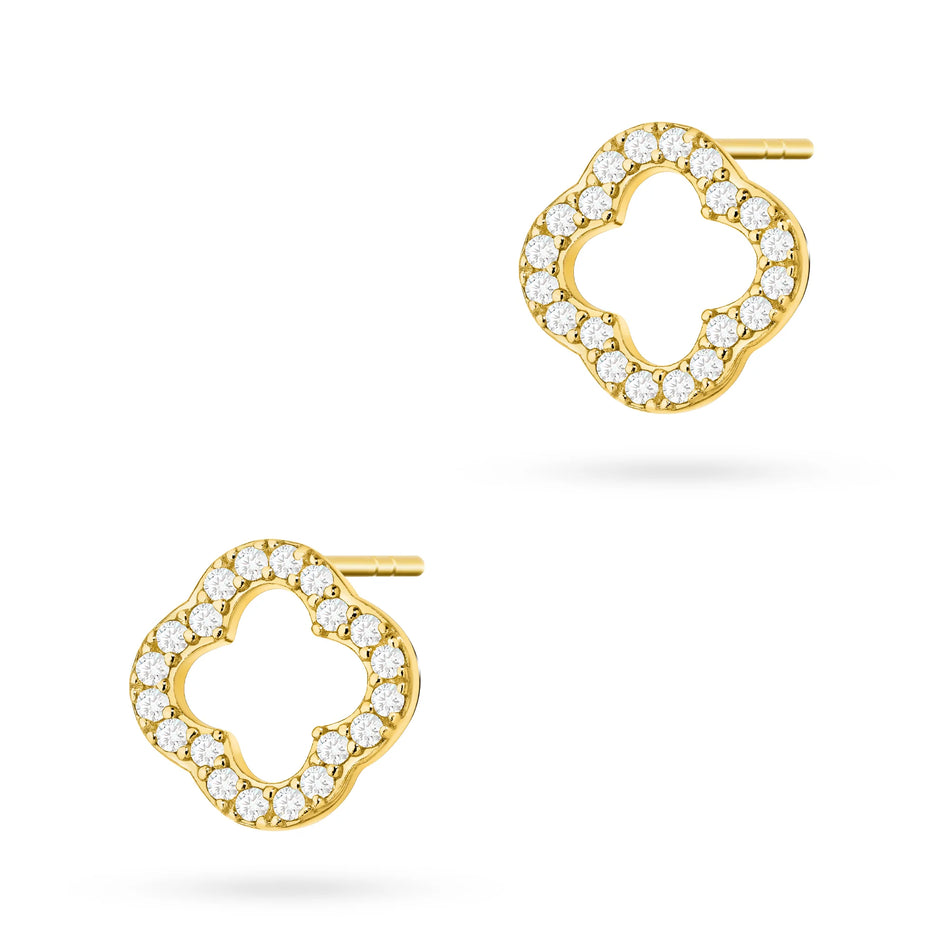 Pozlátené strieborné náušnice na puzetu so zirkónmi