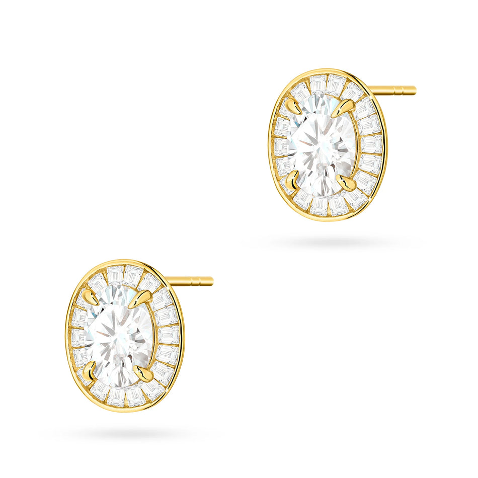 Pozlátené strieborné náušnice na štuplíky so zirkónmi