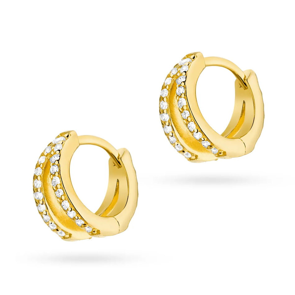 Pozlátené strieborné kruhové náušnice so zirkónmi