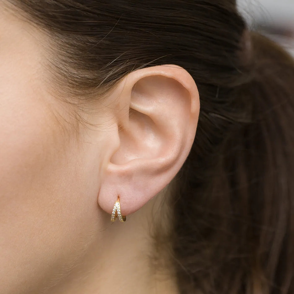 Pozlátené strieborné kruhové náušnice so zirkónmi