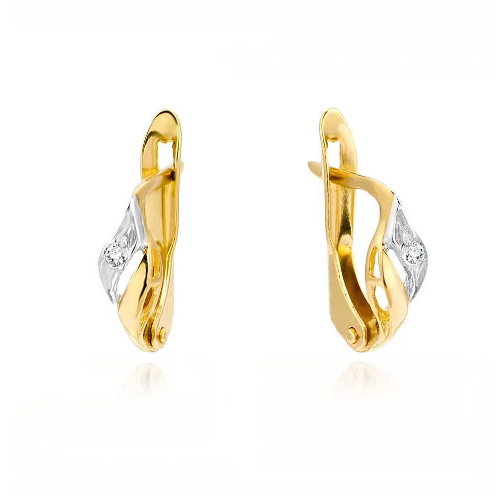 two-color-gold-english-clasp-earrings-with-zirconia-k592-14k-585