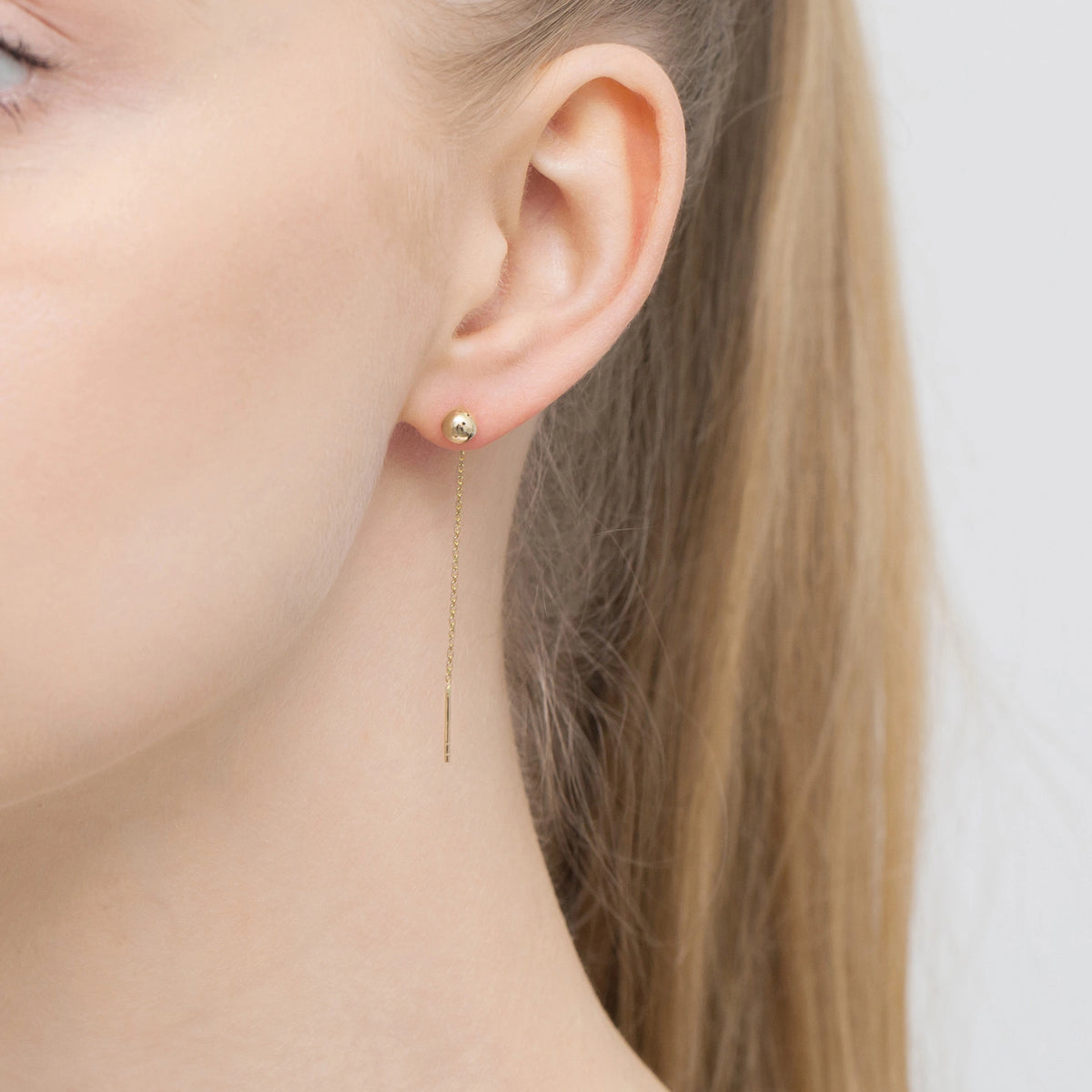 náušnice na pretiahnutie cez ucho s korálkami k783 14k 585