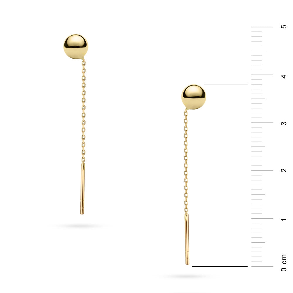 náušnice na pretiahnutie cez ucho s korálkami k783 14k 585