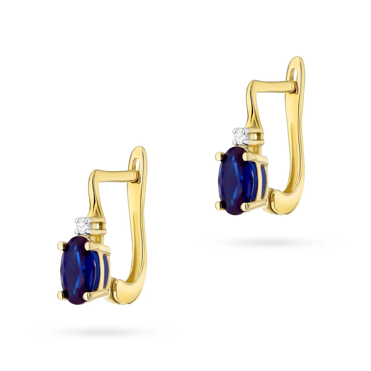 Zlaté náušnice so zafírom 0,70 ct a diamantmi