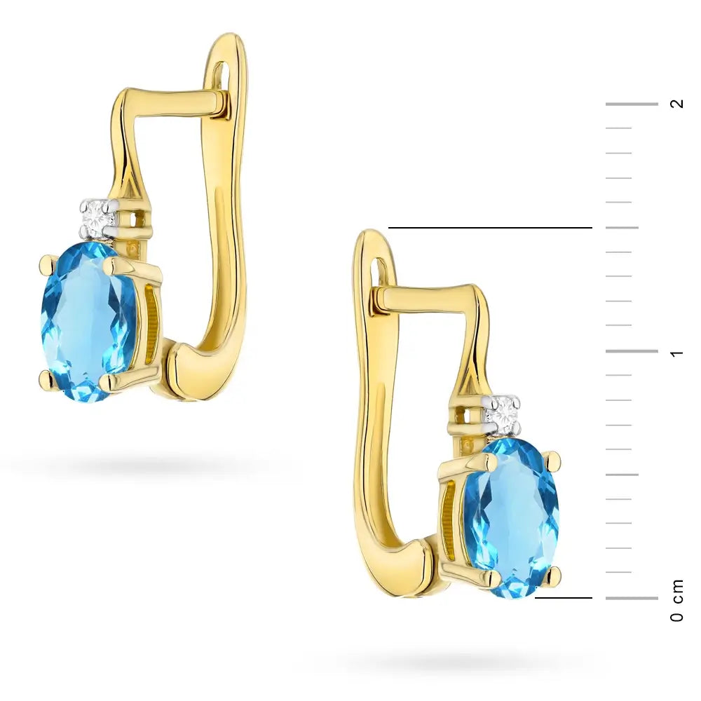 Zlaté náušnice s topásom 0,50 ct a diamantmi