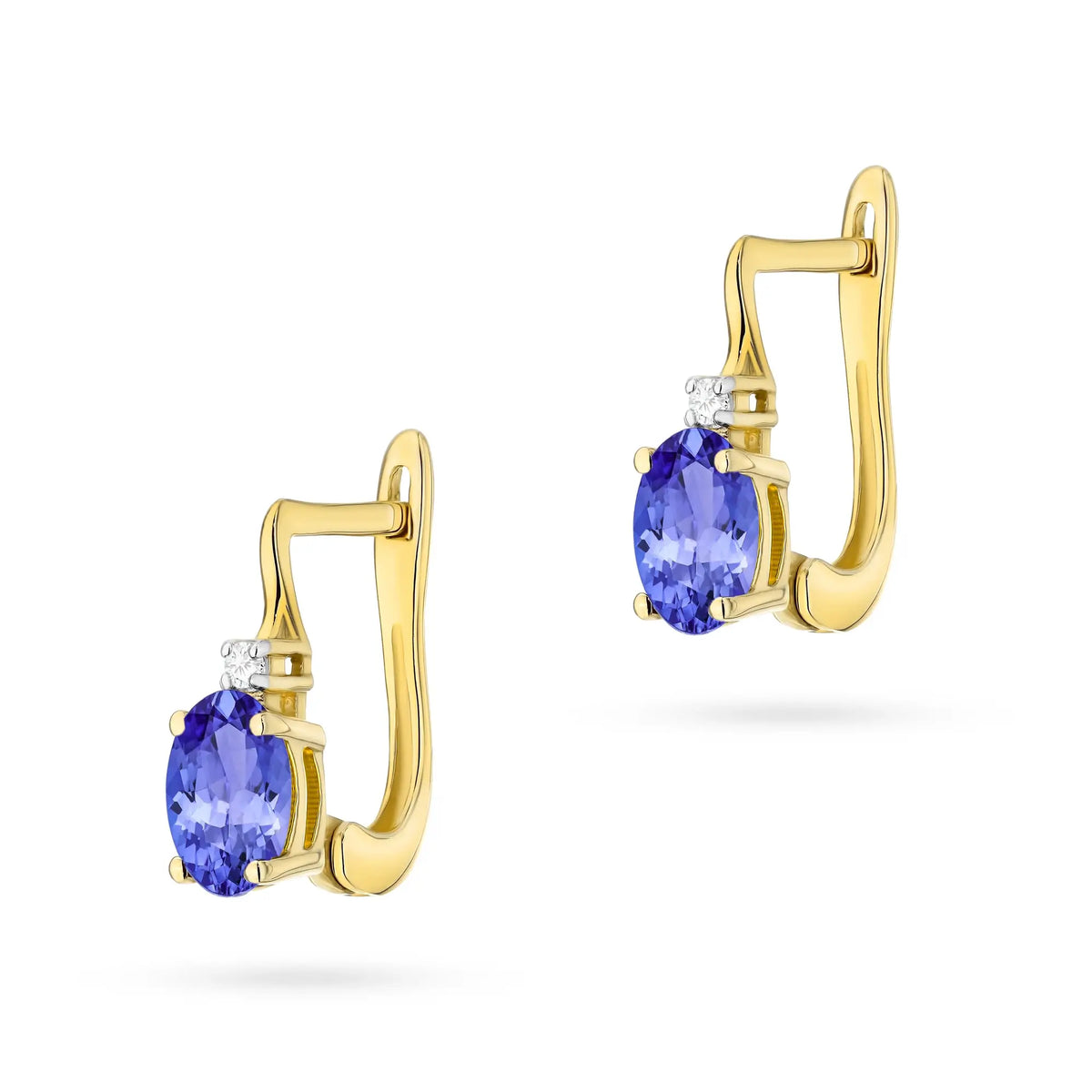 Zlaté náušnice s 0,40 ct tanzanitom a diamantmi