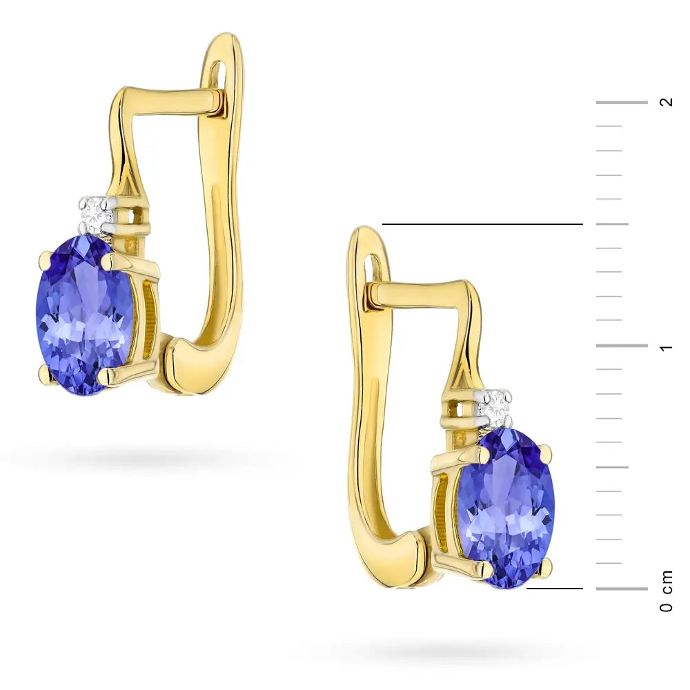 Zlaté náušnice s 0,40 ct tanzanitom a diamantmi