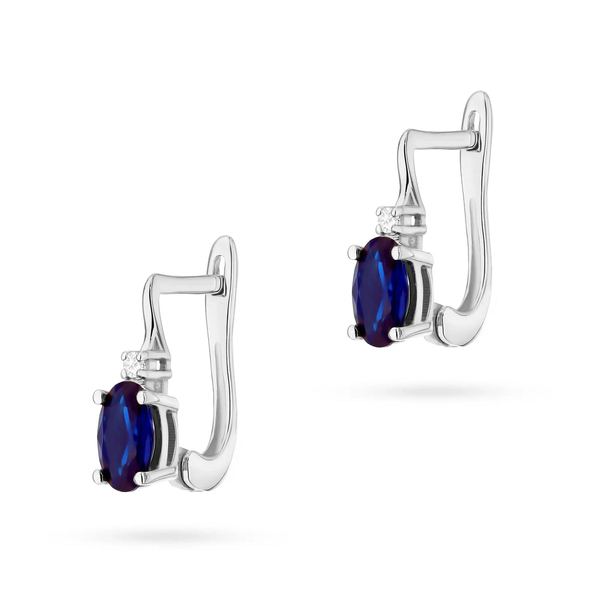 Zlaté náušnice so zafírom 0,70 ct a diamantmi