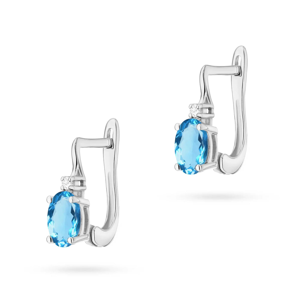 Zlaté náušnice s topásom 0,50 ct a diamantmi