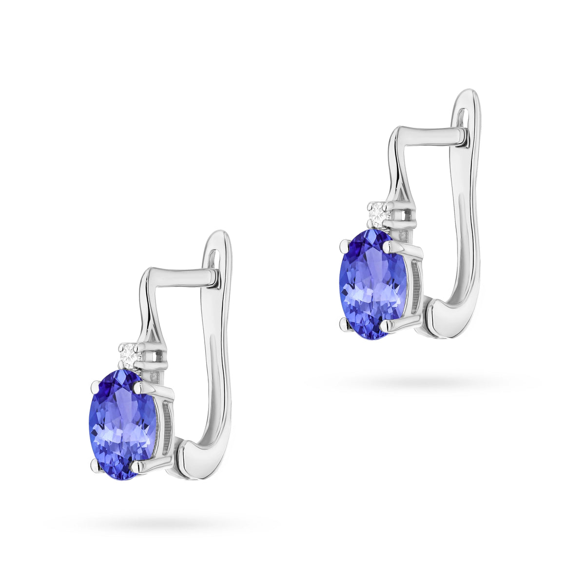 Zlaté náušnice s 0,40 ct tanzanitom a diamantmi