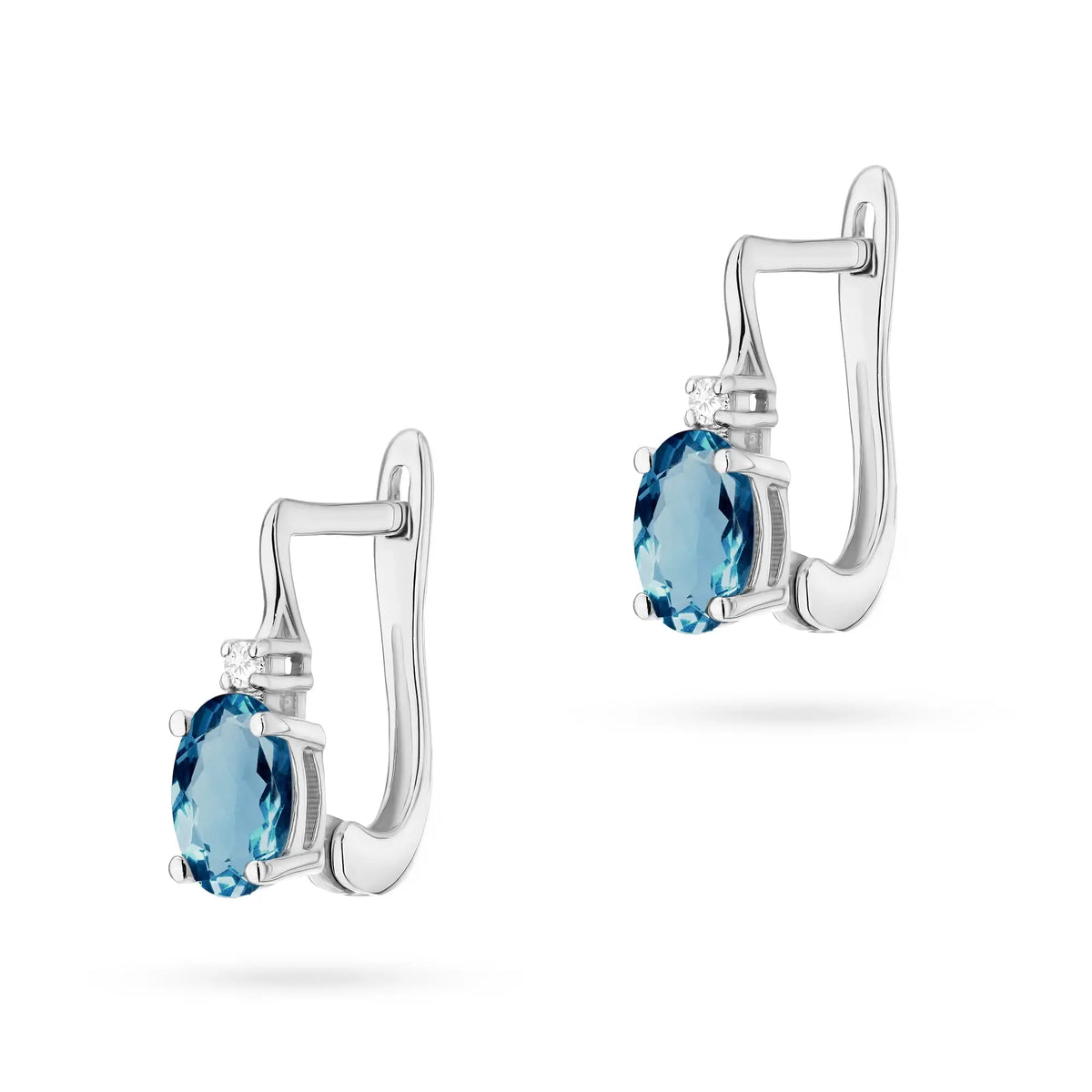 Zlaté náušnice s 0,50 ct topásom London Blue a diamantmi