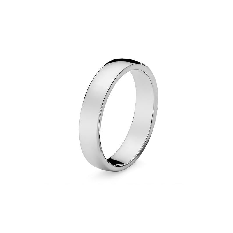 Klasický mierne zaoblený prsteň zo zlata bielej farby 4 mm
