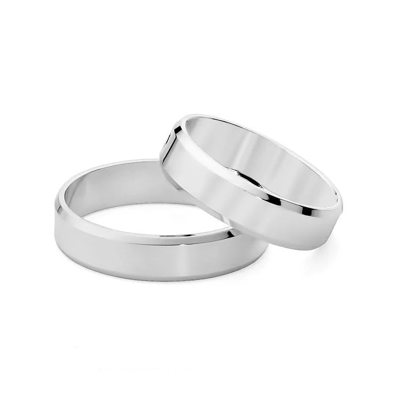 Klasické ploché fázované zlaté svadobné obrúčky 5 mm