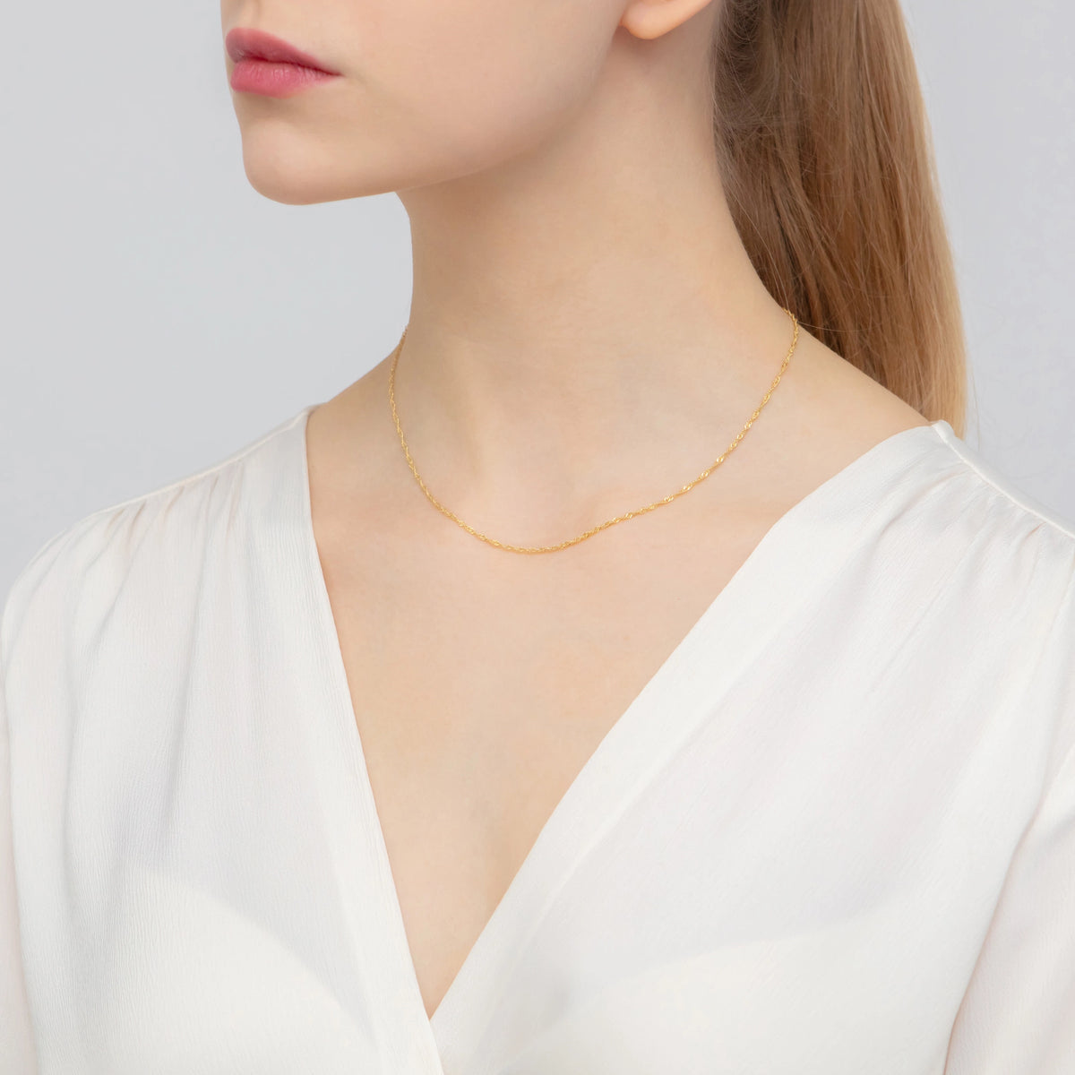 strieborný náhrdelník pozlátený zlatom, singapurský vzor, 1,5 mm, L018-925-Z
