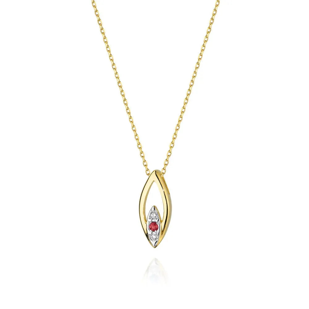 zlatý náhrdelník s diamantmi 0,03 ct a rubínom 0,05 ct n0031-rur-01