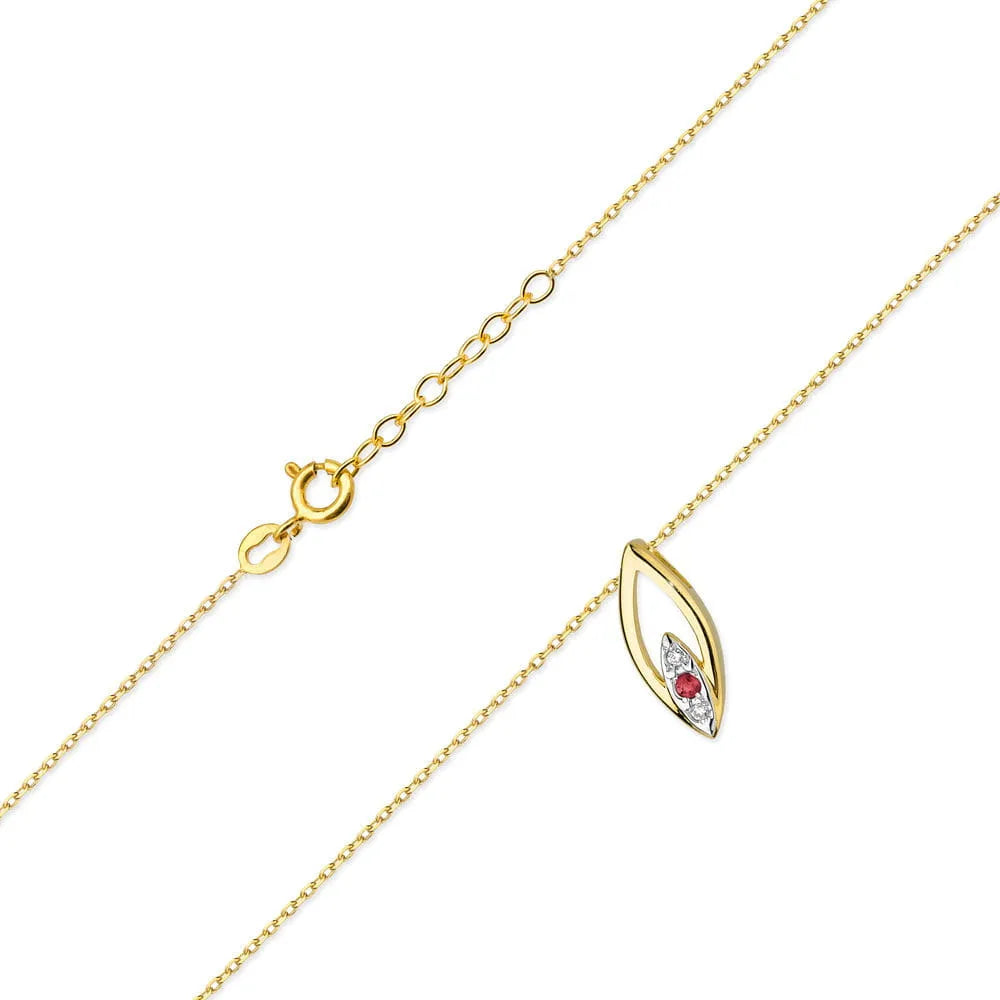 zlatý náhrdelník s diamantmi 0,03 ct a rubínom 0,05 ct n0031-rur-01