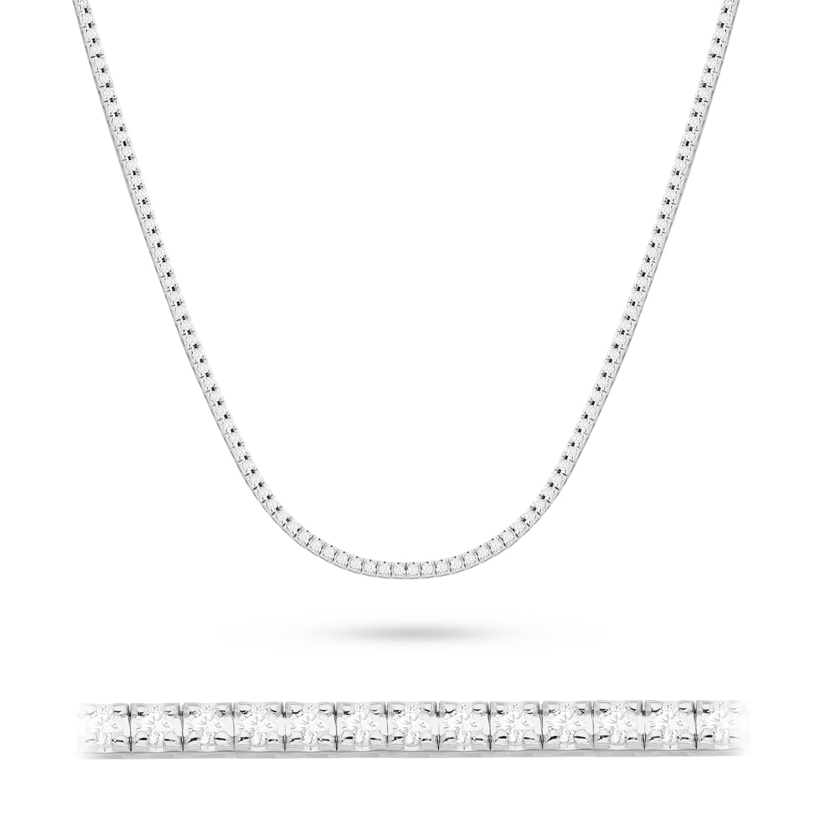 Tenisový náhrdelník zo bieleho zlata s 169 round lab-grown diamantmi – 3.38ct