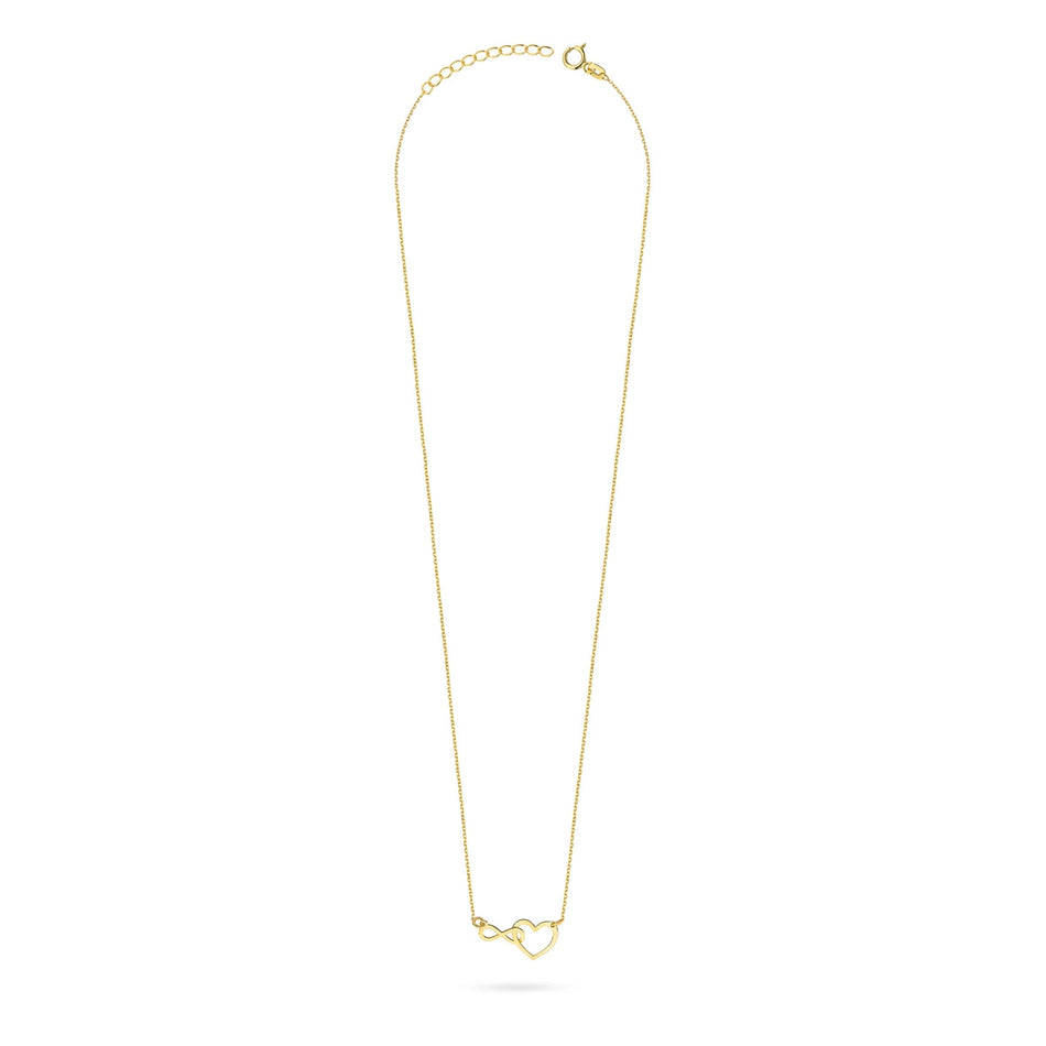 Gold-plated necklace and bracelet set — intertwined heart and infinity