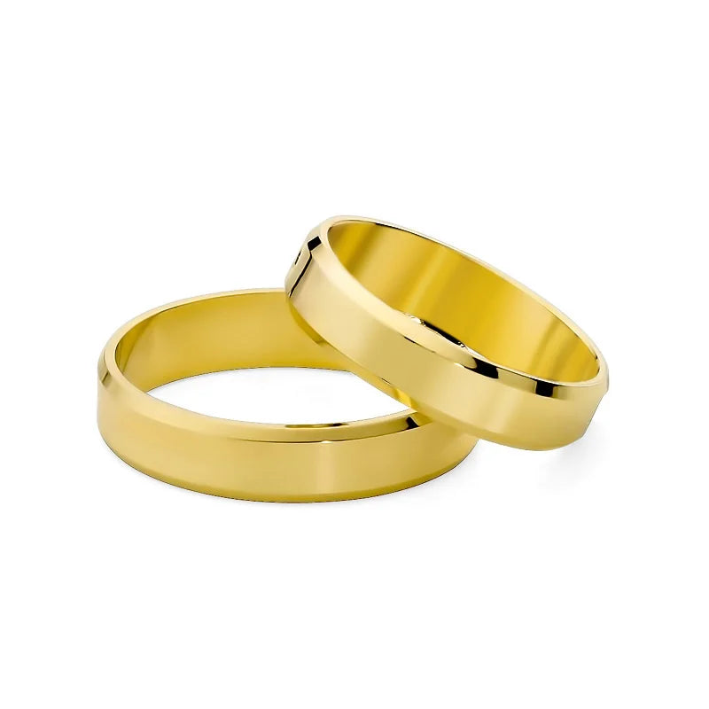Klasické ploché fázované zlaté obrúčky na svadobné prstene 4 mm