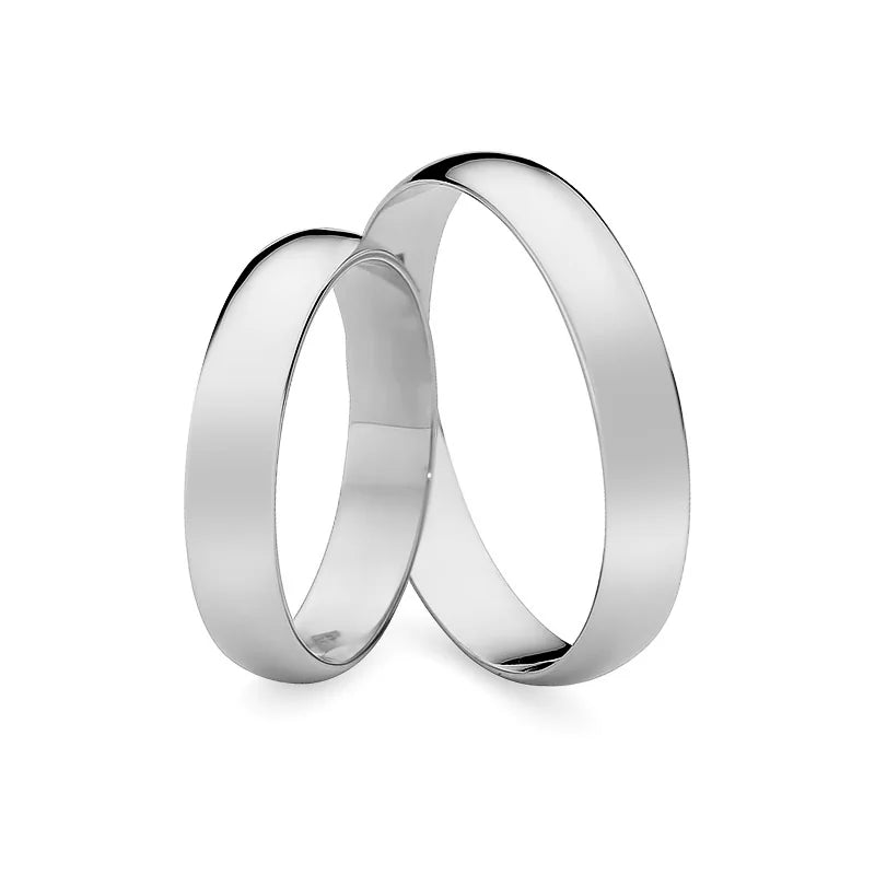 Classic Half-round White Gold Wedding Bands Rings 4mm