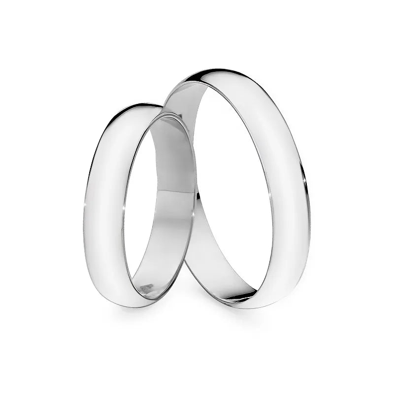 Klasické polguľaté svadobné obrúčky z bieleho zlata 4 mm