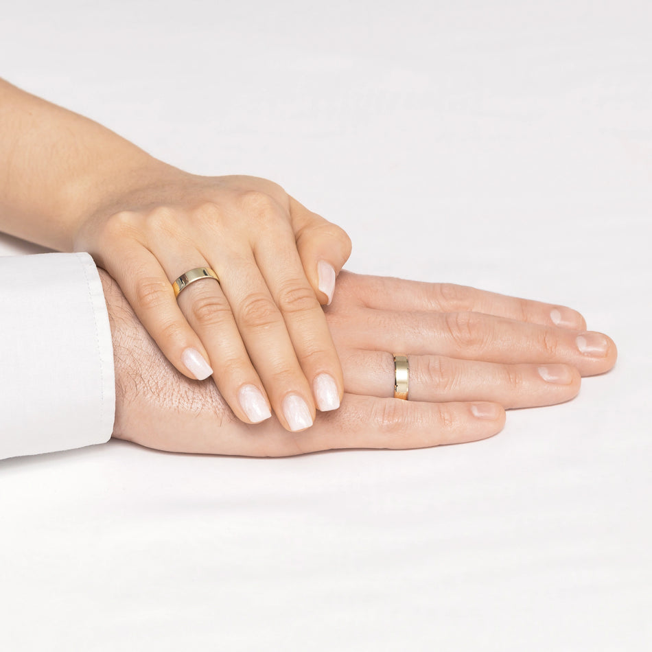 Klasické ploché fázované zlaté svadobné obrúčky 5 mm