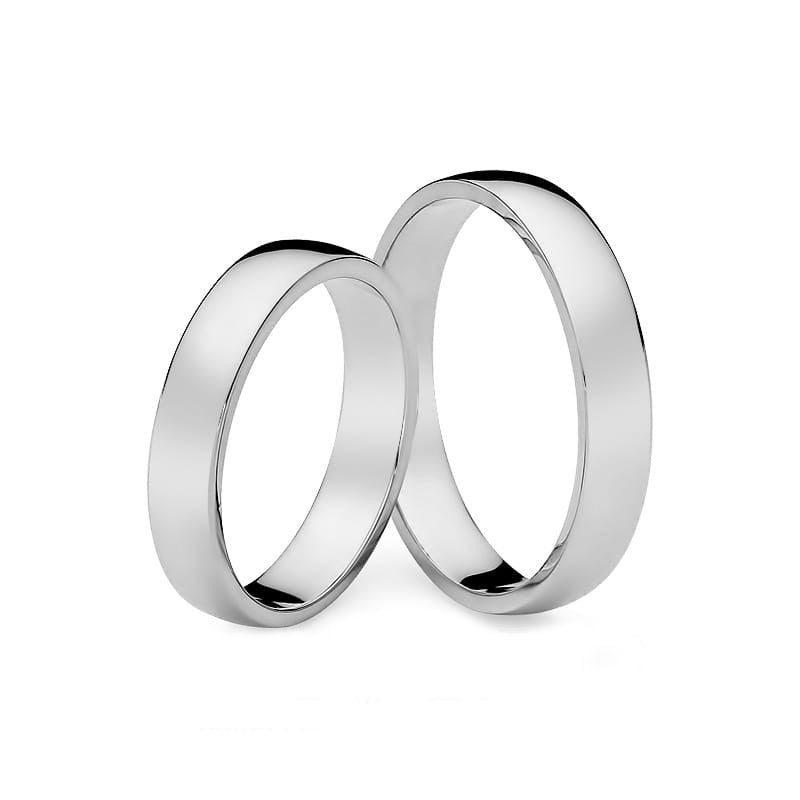 Klasické mierne zaoblené obrúčky zo zlata bielej farby 4 mm