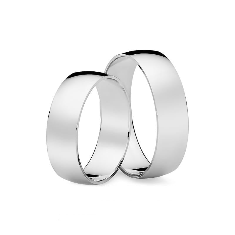 Klasické mierne zaoblené obrúčky zo zlata bielej farby 6 mm