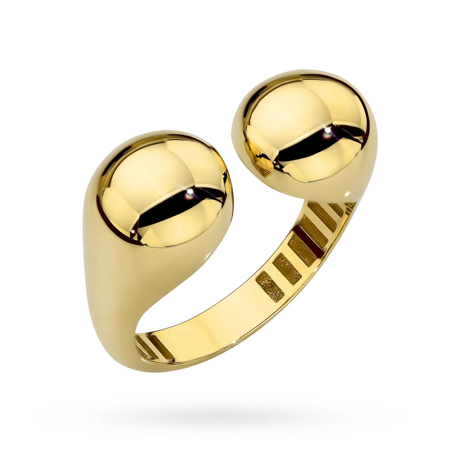 Smooth gold ring with beads