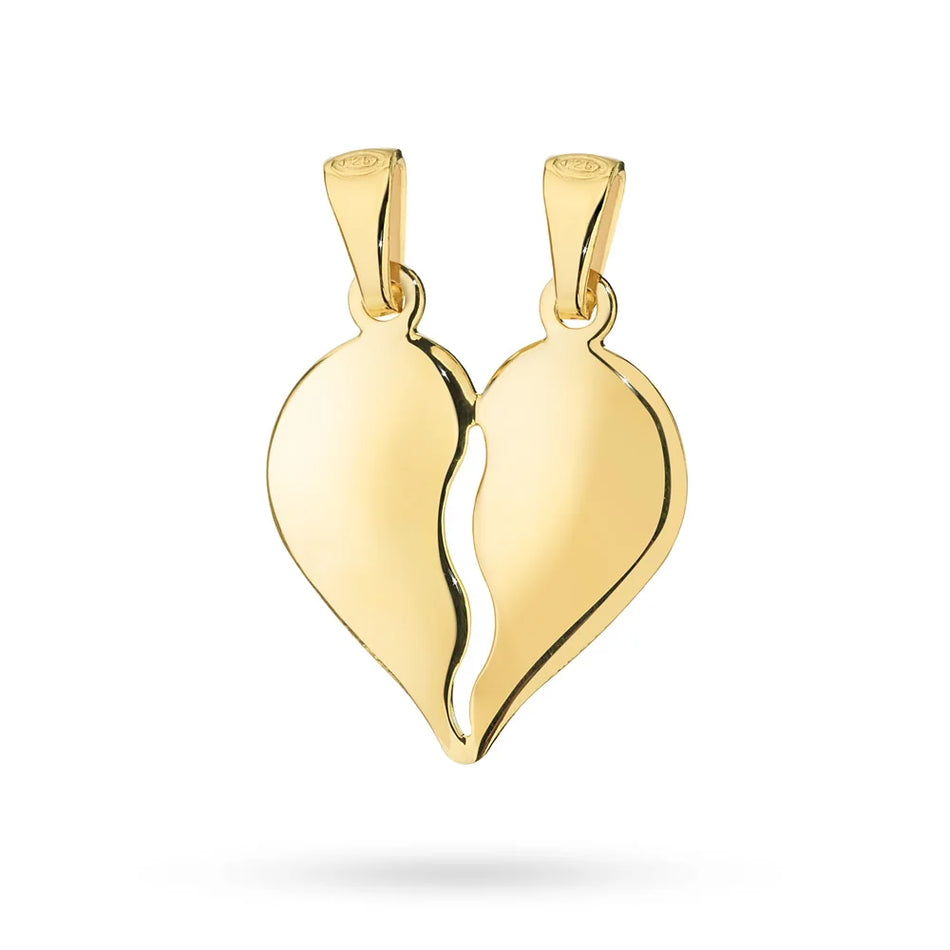 Prívesok z pozláteného striebra v tvare rozdeleného srdca pre páry