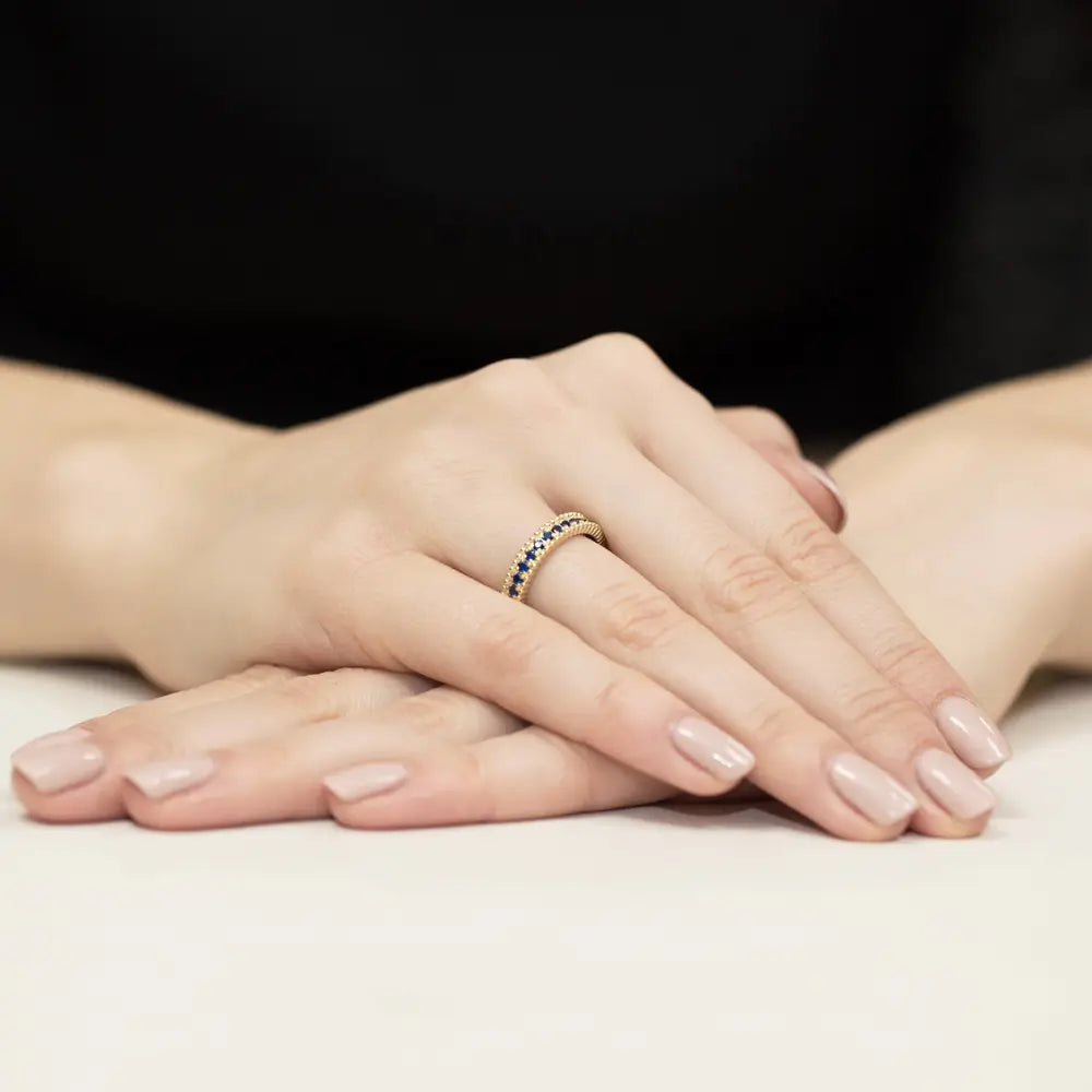 súprava zlatých prsteňov s 15 x 0,03 ct zafírmi p004-s0-45