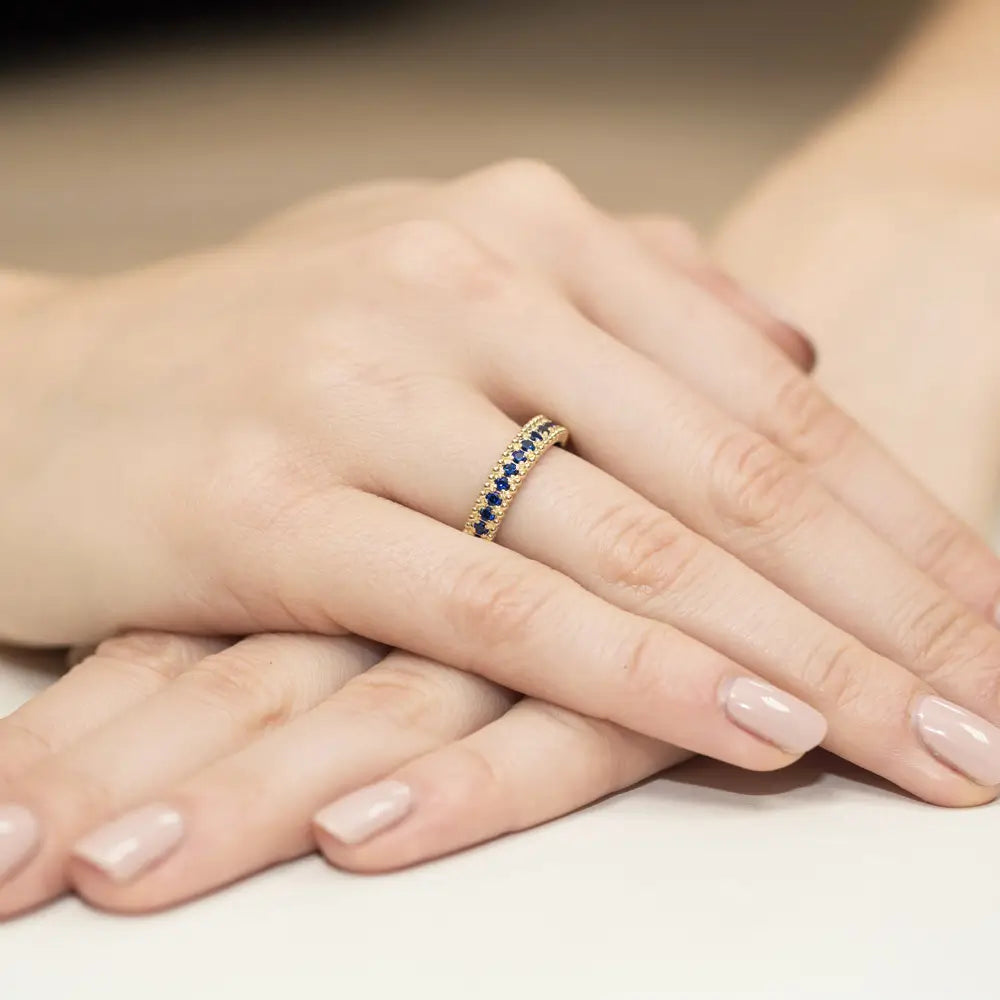 súprava zlatých prsteňov s 15 x 0,03 ct zafírmi p004-s0-45