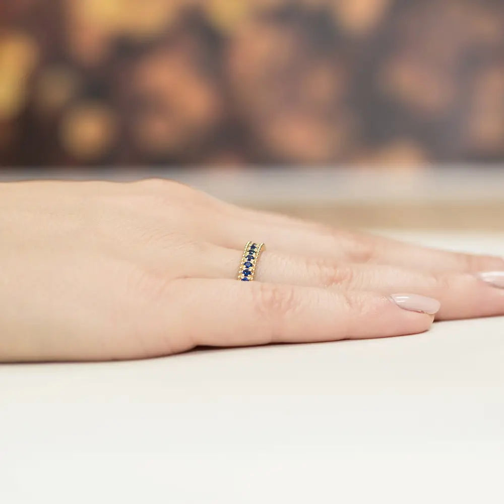 súprava zlatých prsteňov s 15 x 0,03 ct zafírmi p004-s0-45