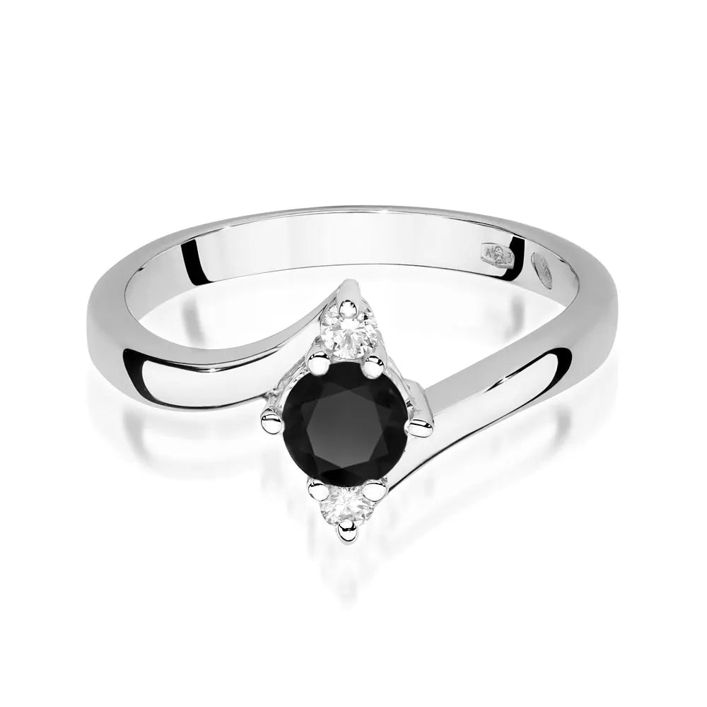 zlatý prsteň s 0,50 ct čiernym diamantom a diamantmi p038-585-cb0-50