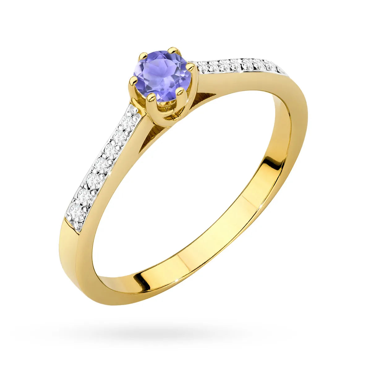 zlatý prsteň s 0,35 ct tanzanitom a 0,092 ct diamantmi p157-585-ta0-35