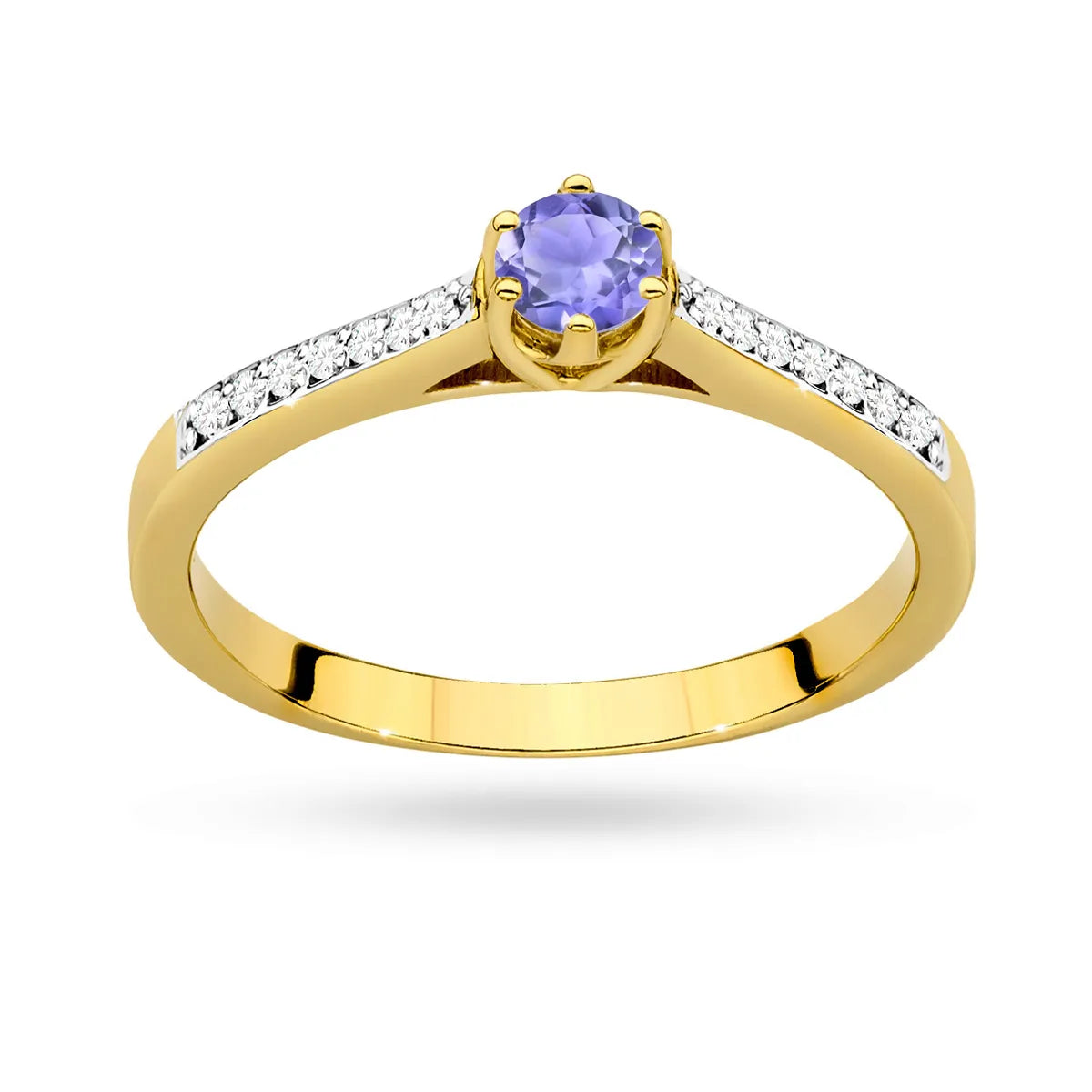 zlatý prsteň s 0,35 ct tanzanitom a 0,092 ct diamantmi p157-585-ta0-35