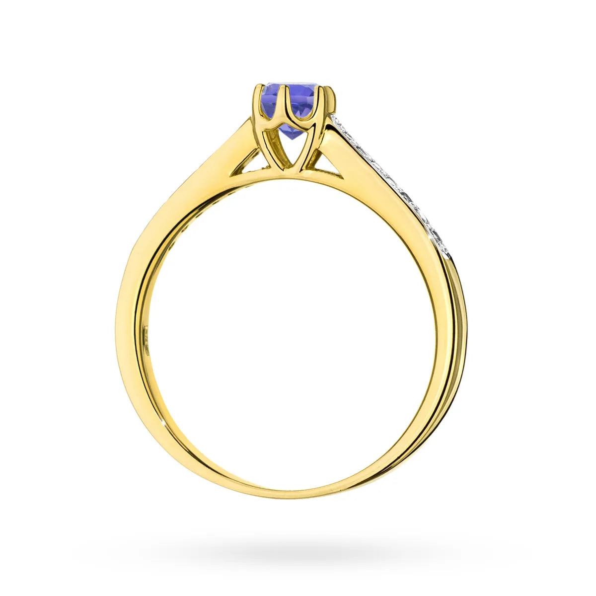 zlatý prsteň s 0,35 ct tanzanitom a 0,092 ct diamantmi p157-585-ta0-35