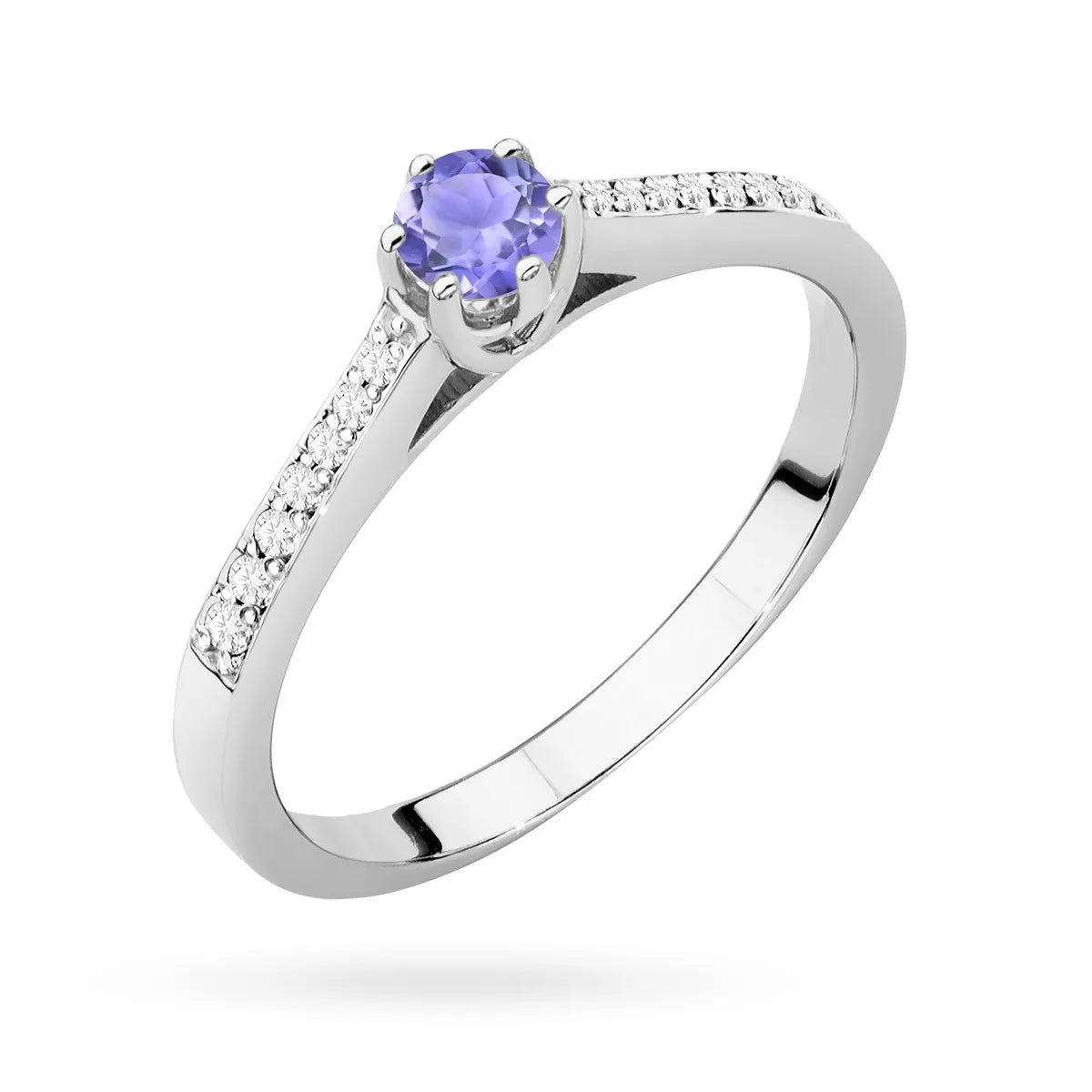 zlatý prsteň s 0,35 ct tanzanitom a 0,092 ct diamantmi p157-585-ta0-35