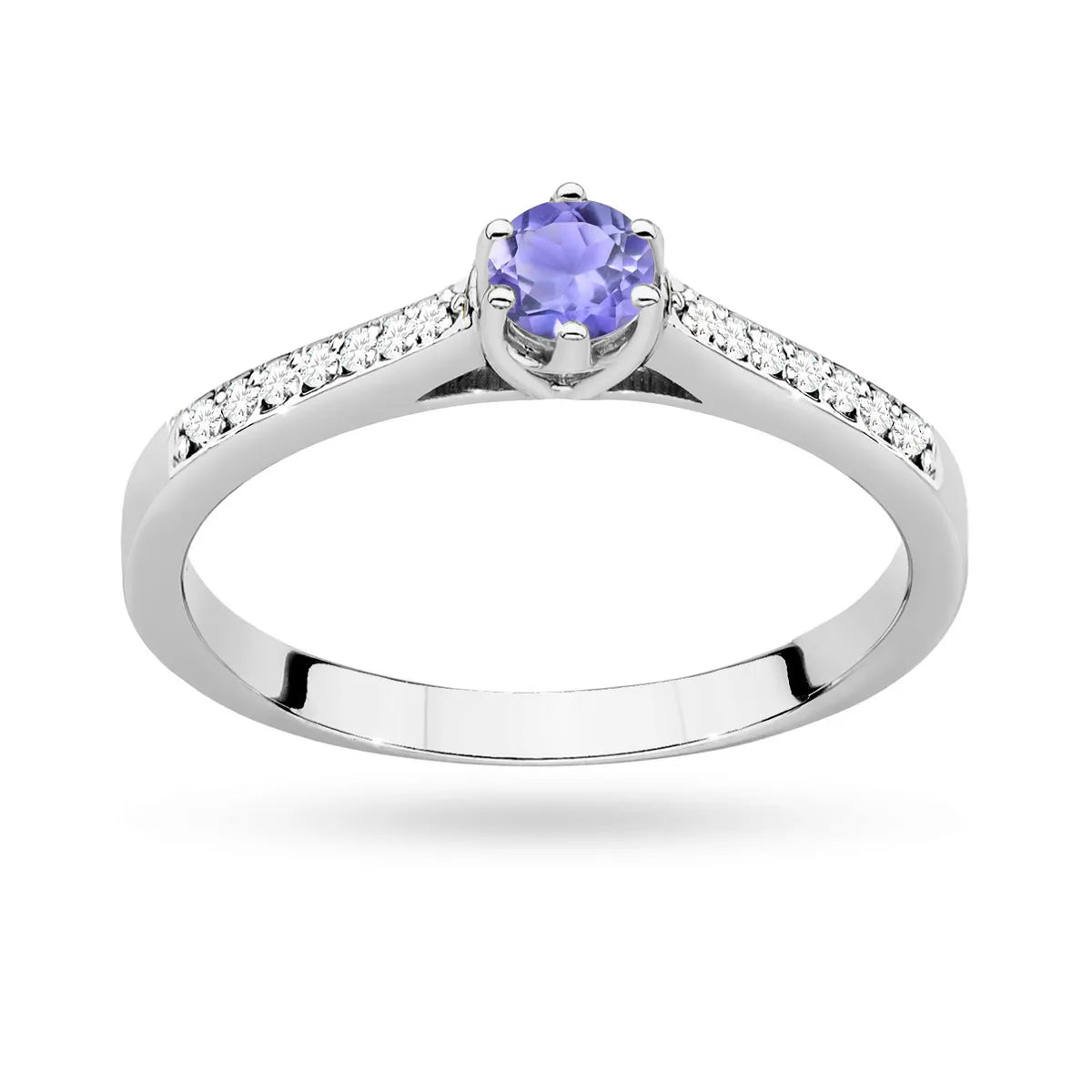 zlatý prsteň s 0,35 ct tanzanitom a 0,092 ct diamantmi p157-585-ta0-35