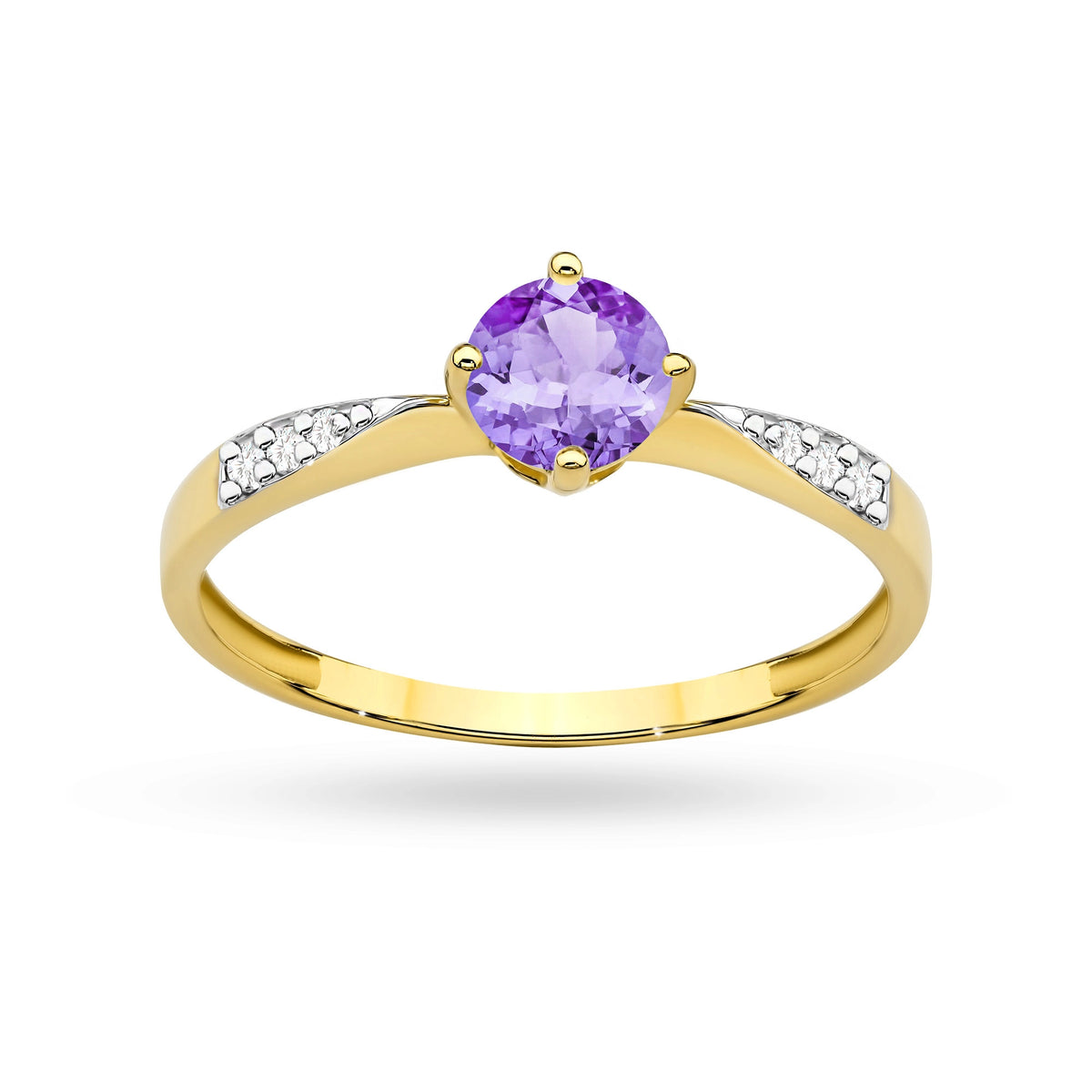 zlatý prsteň s 0,50 ct ametystom a 0,068 ct diamantmi p167-585-a0-50