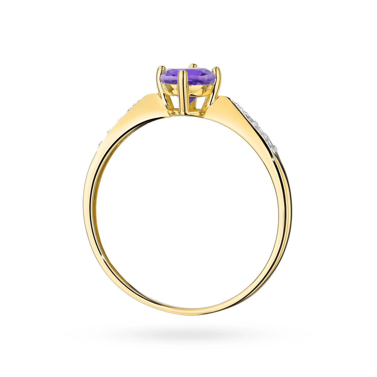 zlatý prsteň s 0,50 ct ametystom a 0,068 ct diamantmi p167-585-a0-50