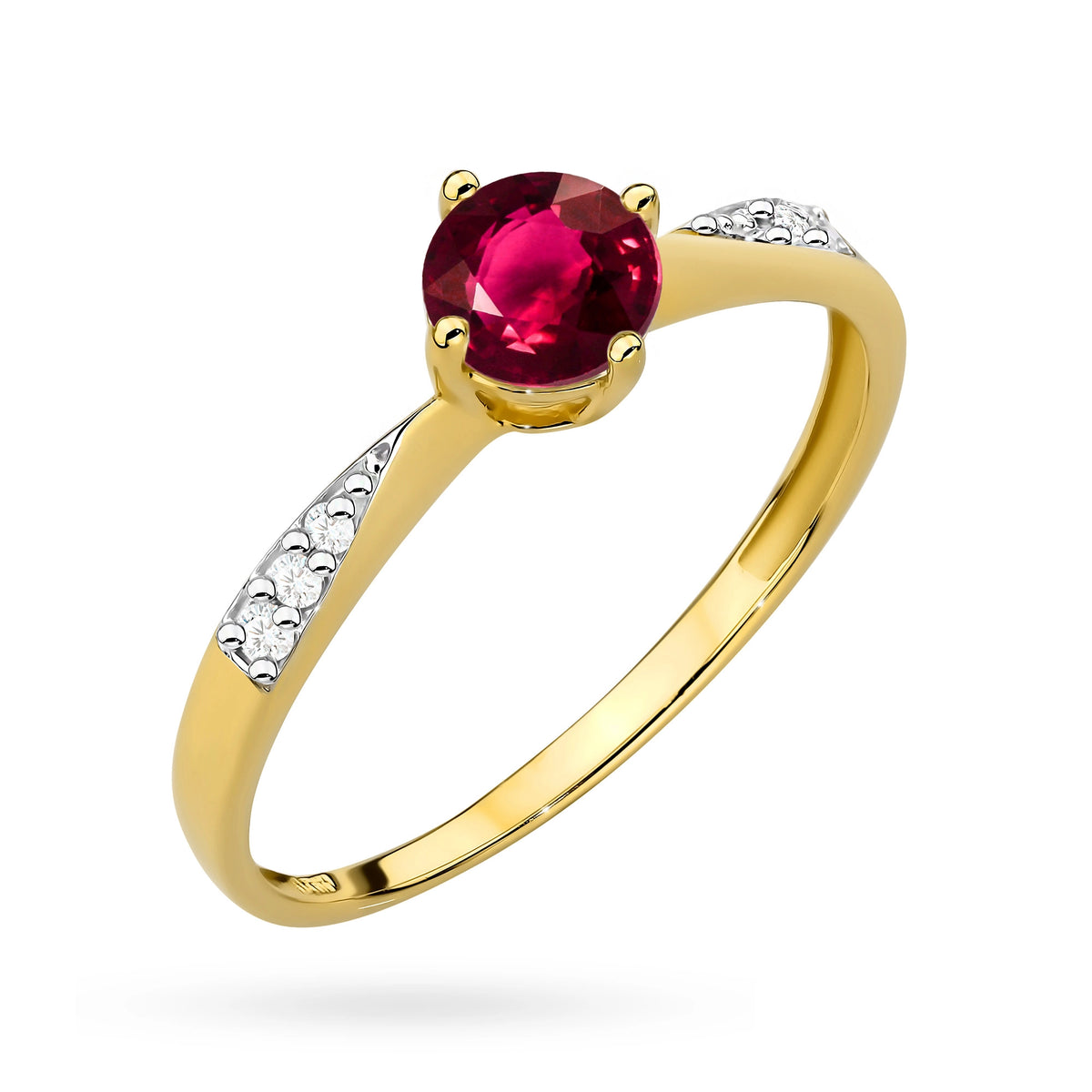 zlatý prsteň s 0,60 ct rubínom a 0,068 ct diamantmi p167 585 r0,60