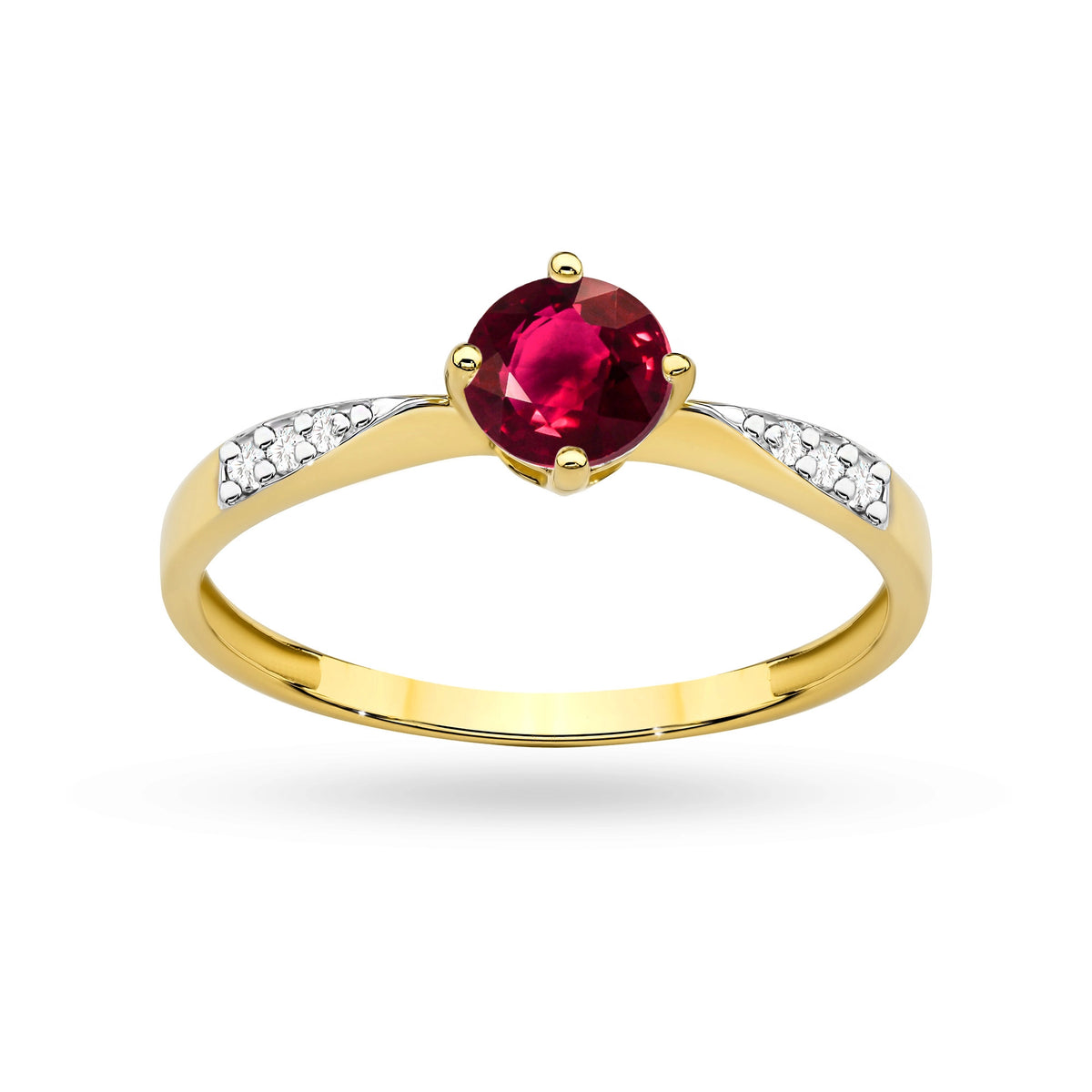 zlatý prsteň s 0,60 ct rubínom a 0,068 ct diamantmi p167 585 r0,60