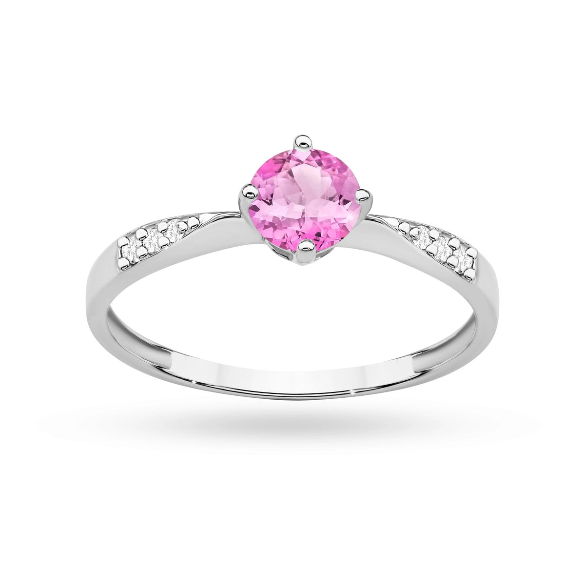 zlatý prsteň so 0,50 ct ružovým topásom a 0,068 ct diamantmi p167-585-rt0-60